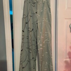 Princess Polly NWOT Artistic Light Green Women's Flare Pants